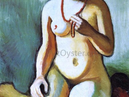 A Nude with Coral Necklace by August Macke - Hand-Painted Oil Painting on Canvas For Discount