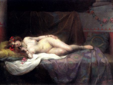 L Odalisque by Henri Adrien Tanoux - Hand-Painted Oil Painting on Canvas Online now