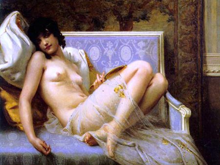 Jeune femme denudee sur canape by Guillaume Seignac - Hand-Painted Oil Painting on Canvas For Discount