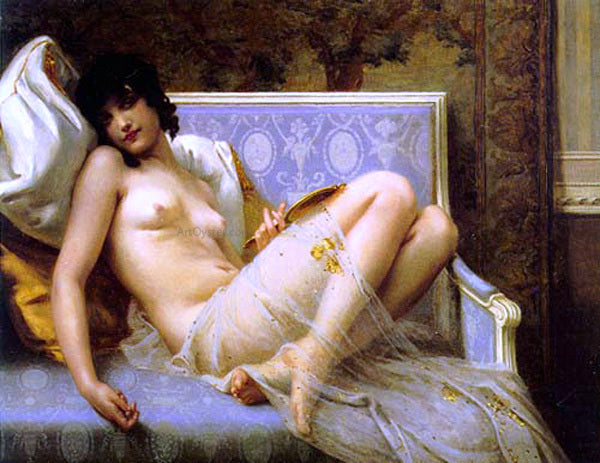 Jeune femme denudee sur canape by Guillaume Seignac - Hand-Painted Oil Painting on Canvas For Discount