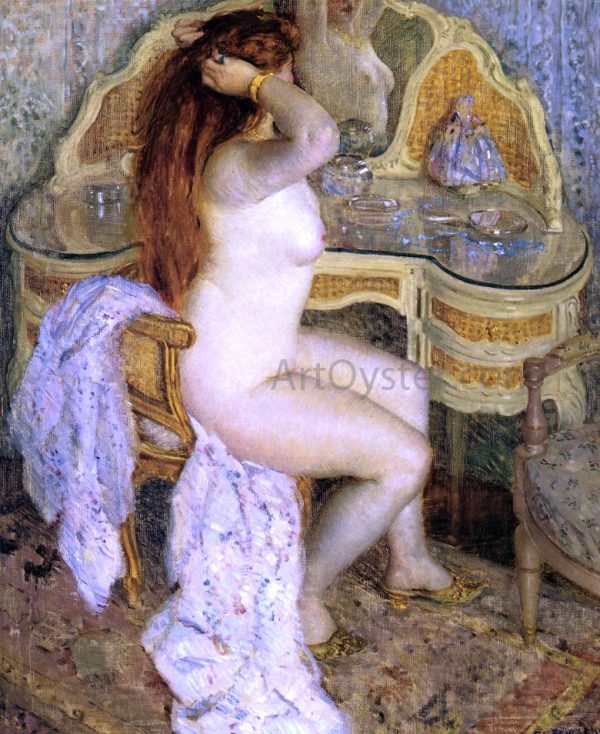 Nude Seated at Her Dressing Table by Frederick Carl Frieseke - Hand-Painted Oil Painting on Canvas Hot on Sale