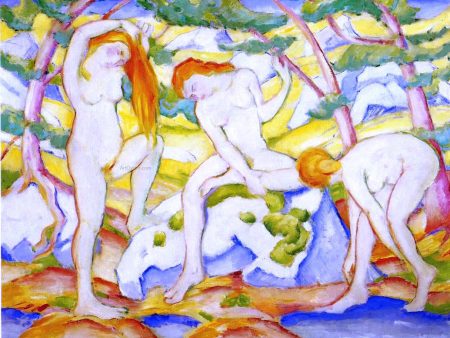 Bathing Girls by Franz Marc - Hand-Painted Oil Painting on Canvas Online Sale