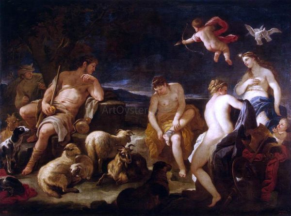 Judgment of Paris by Luca Giordano - Hand-Painted Oil Painting on Canvas Online Hot Sale