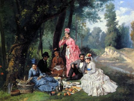 The Picnic by Antonio Garcia Y Mencia - Hand-Painted Oil Painting on Canvas Cheap