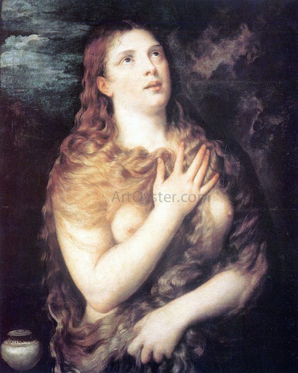 Mary Magdalen Repentant by Titian - Hand-Painted Oil Painting on Canvas For Sale