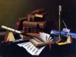 Music and Literature by William Michael Harnett - Hand-Painted Oil Painting on Canvas on Sale