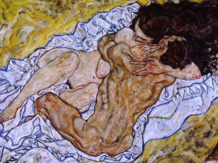 Embrace (also known as Lovers II) by Egon Schiele - Hand-Painted Oil Painting on Canvas Sale