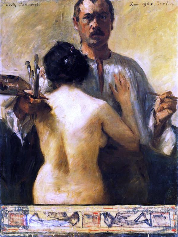 Self Portrait with Model by Lovis Corinth - Hand-Painted Oil Painting on Canvas Cheap