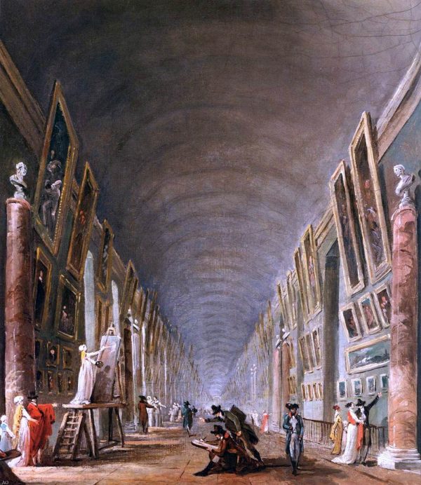 The Grande Galerie (detail) by Hubert Robert - Hand-Painted Oil Painting on Canvas For Sale