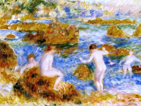 Nude Boys on the Rocks at Guernsey by Pierre Auguste Renoir - Hand-Painted Oil Painting on Canvas Online Hot Sale