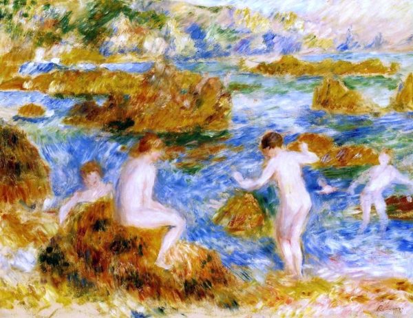 Nude Boys on the Rocks at Guernsey by Pierre Auguste Renoir - Hand-Painted Oil Painting on Canvas Online Hot Sale