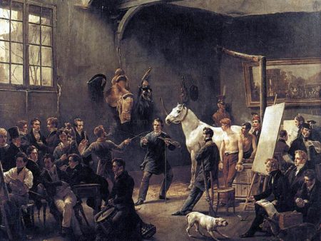 The Artist s Studio by Horace Vernet - Hand-Painted Oil Painting on Canvas For Sale