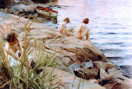 Out by Anders Zorn - Hand-Painted Oil Painting on Canvas Online