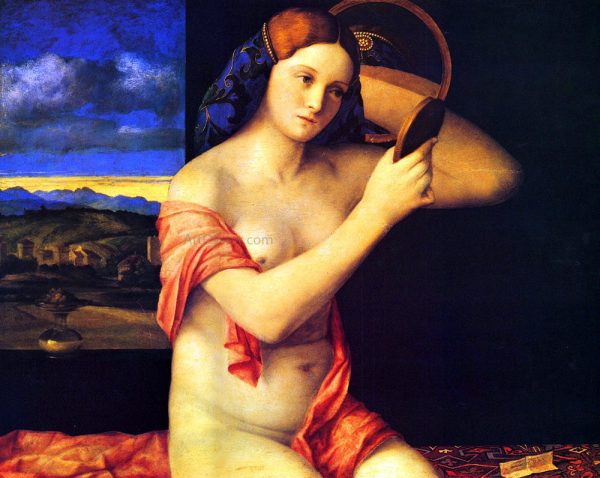 Young Woman at her Toilet by Giovanni Bellini - Hand-Painted Oil Painting on Canvas For Cheap