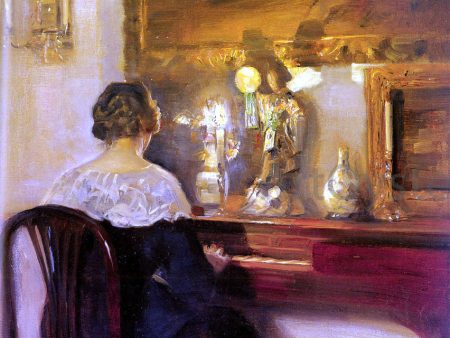 A Lady Playing the Spinet by Carl Vilhelm Holsoe - Hand-Painted Oil Painting on Canvas Online Sale