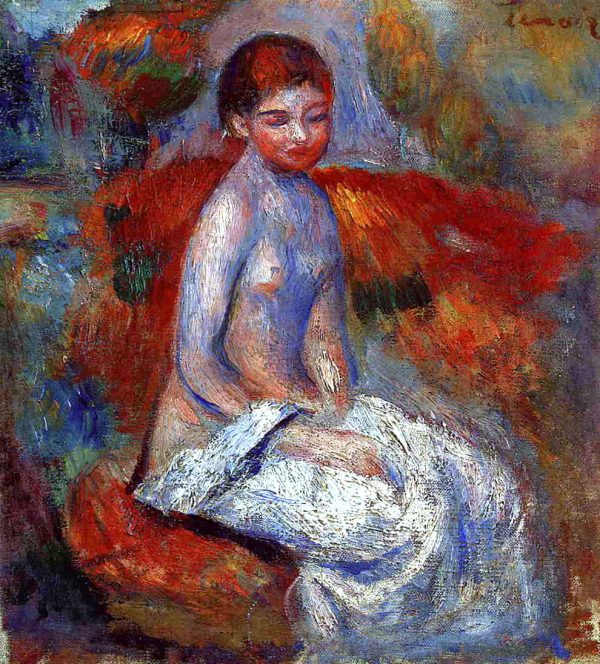 Nude Seated in a Landscape by Pierre Auguste Renoir - Hand-Painted Oil Painting on Canvas Online Sale