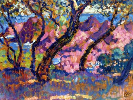 In the Shade of the Pines (study) by Theo Van Rysselberghe - Hand-Painted Oil Painting on Canvas Online Hot Sale