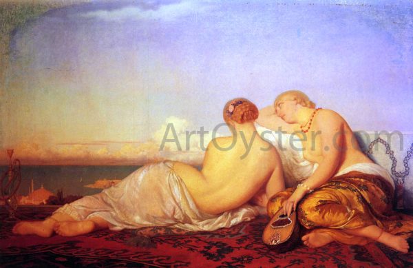 Les Deux Odalisques Contemplant Le Bosphore by Antoine Ernest Hebert - Hand-Painted Oil Painting on Canvas Hot on Sale