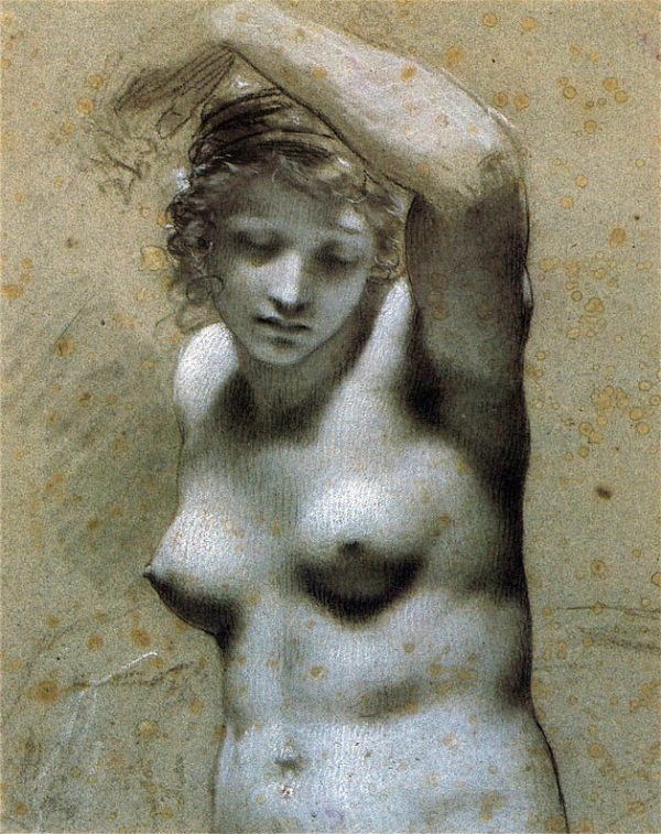 Femme nue, en buste by Pierre Paul Prudhon - Hand-Painted Oil Painting on Canvas Hot on Sale