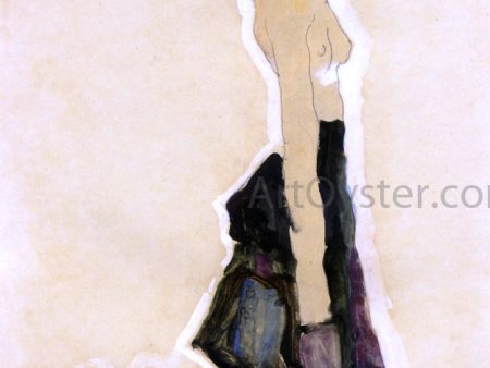 Kneeling Semi-Nude by Egon Schiele - Hand-Painted Oil Painting on Canvas Online