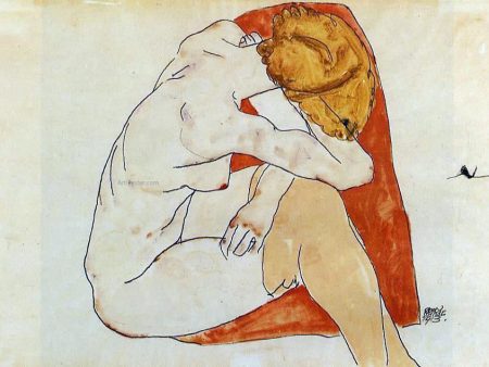 Seated Woman by Egon Schiele - Hand-Painted Oil Painting on Canvas For Cheap