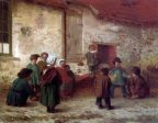 A Break From School by Antoine Joseph Moulinet - Hand-Painted Oil Painting on Canvas Cheap