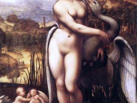 Leda and the Swan by Leonardo Da Vinci - Hand-Painted Oil Painting on Canvas For Discount