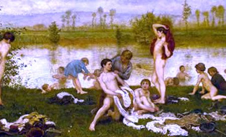 The Bathers by Frederick Walker - Hand-Painted Oil Painting on Canvas For Cheap