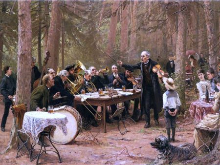 The Orchestra, Biergarten by Wilhelm-Carl-August Zimmer - Hand-Painted Oil Painting on Canvas Cheap