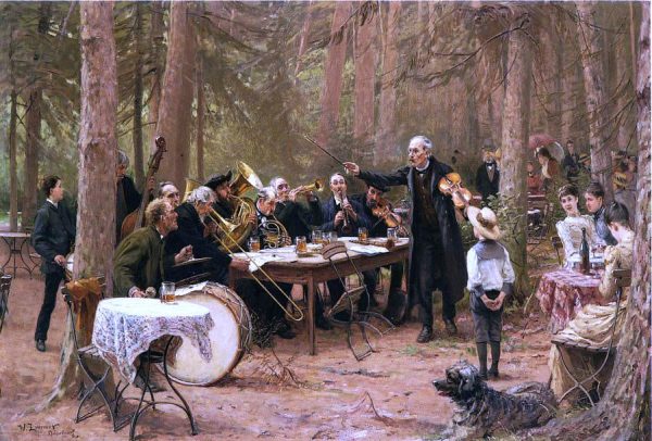 The Orchestra, Biergarten by Wilhelm-Carl-August Zimmer - Hand-Painted Oil Painting on Canvas Cheap