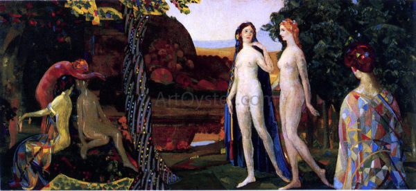 Jewel-Bearing Tree of Amity by Arthur B Davies - Hand-Painted Oil Painting on Canvas Hot on Sale