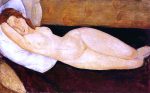 Reclining Nude, Head Resting on Right Arm (also known as Nude on a Couch) by Amedeo Modigliani - Hand-Painted Oil Painting on Canvas on Sale