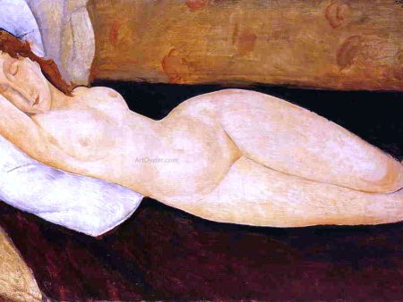 Reclining Nude, Head Resting on Right Arm (also known as Nude on a Couch) by Amedeo Modigliani - Hand-Painted Oil Painting on Canvas on Sale