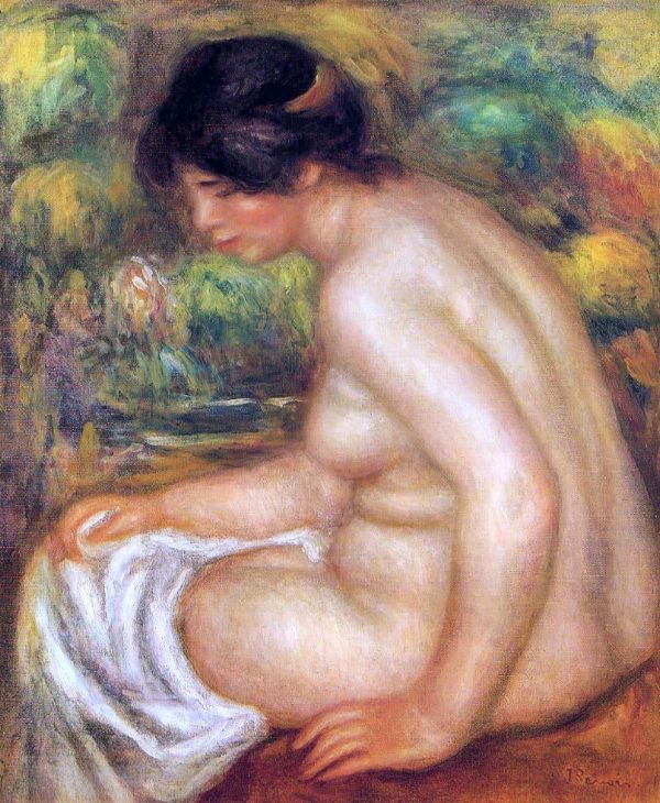 Seated Nude in Profile (also known as Gabrielle) by Pierre Auguste Renoir - Hand-Painted Oil Painting on Canvas on Sale