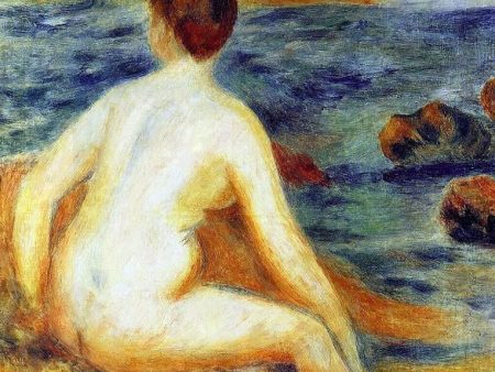 Nude Bather Seated by the Sea by Pierre Auguste Renoir - Hand-Painted Oil Painting on Canvas Hot on Sale