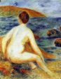 Nude Bather Seated by the Sea by Pierre Auguste Renoir - Hand-Painted Oil Painting on Canvas Hot on Sale