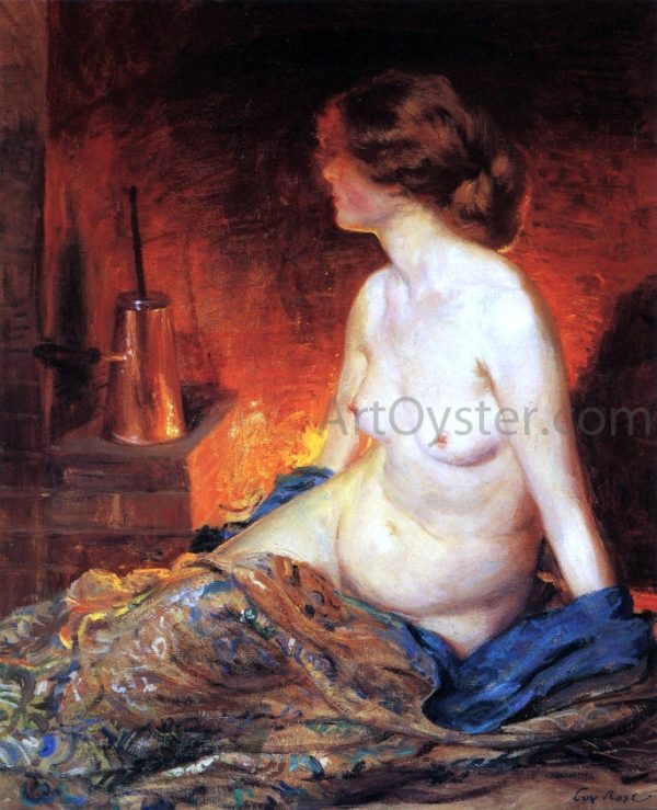 By the Fireside by Guy Orlando Rose - Hand-Painted Oil Painting on Canvas For Cheap