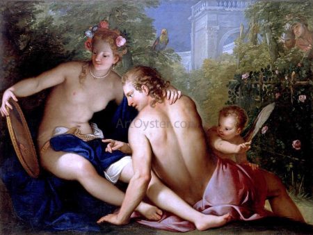 Rinaldo and Armida by Antonio Bellucci - Hand-Painted Oil Painting on Canvas Hot on Sale