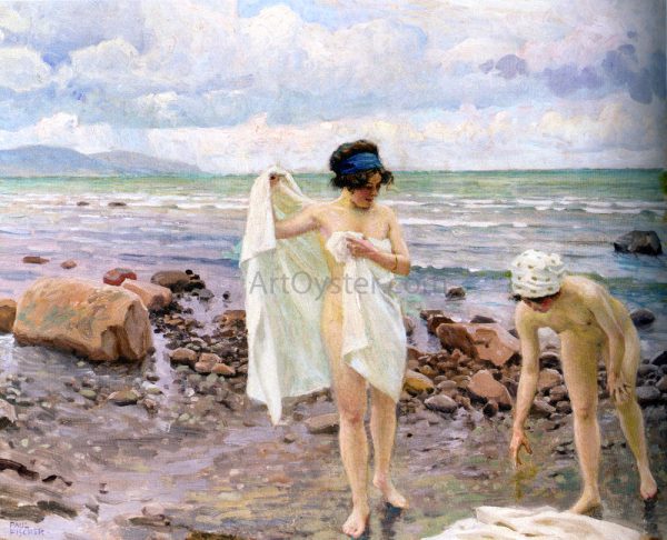 The Bathers by Paul-Gustave Fischer - Hand-Painted Oil Painting on Canvas Hot on Sale