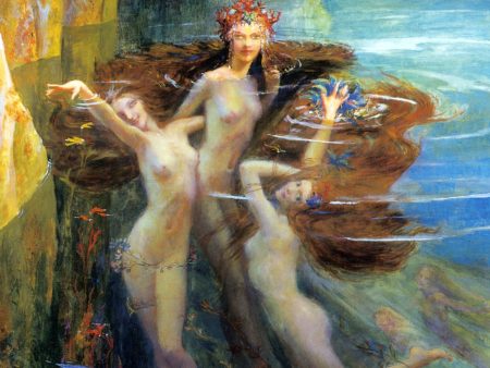 Les Nereides by Gaston Bussiere - Hand-Painted Oil Painting on Canvas Sale