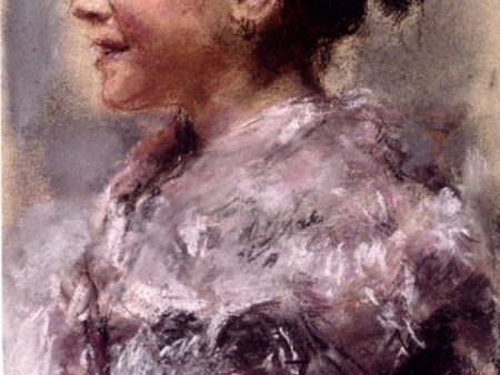 Portrait of a Young Girl by Antonio Mancini - Hand-Painted Oil Painting on Canvas For Sale