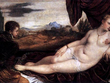 Venus and Cupid with an Organist by Titian - Hand-Painted Oil Painting on Canvas For Discount