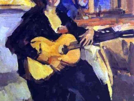 A Lady with Guitar by Constantin Alexeevich Korovin - Hand-Painted Oil Painting on Canvas Discount