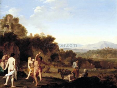 Italianate Landscape with Dancing Figures by Cornelis Van Poelenburgh - Hand-Painted Oil Painting on Canvas For Cheap