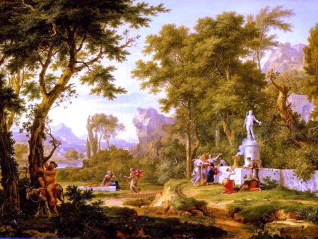 A classical landscape with the Worship of Bacchus by Jan Van Huysum - Hand-Painted Oil Painting on Canvas For Cheap