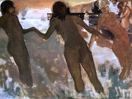 Peasant Girls Bathing in the Sea at Dusk by Edgar Degas - Hand-Painted Oil Painting on Canvas Hot on Sale