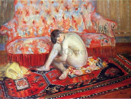 Nude on Red Carpet by Henri Lebasque - Hand-Painted Oil Painting on Canvas Hot on Sale