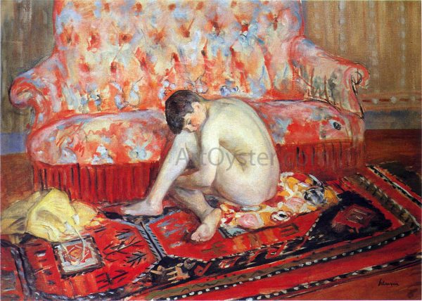 Nude on Red Carpet by Henri Lebasque - Hand-Painted Oil Painting on Canvas Hot on Sale