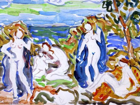 The Bathers by Maurice Prendergast - Hand-Painted Oil Painting on Canvas on Sale