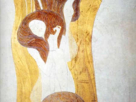 The Beethoven Frieze the Longing for Happiness Finds Repose in Poetry Right Wall by Gustav Klimt - Hand-Painted Oil Painting on Canvas Hot on Sale